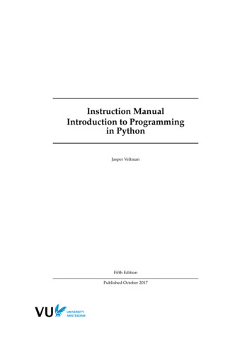 Instruction Manual Introduction To Programming In Python