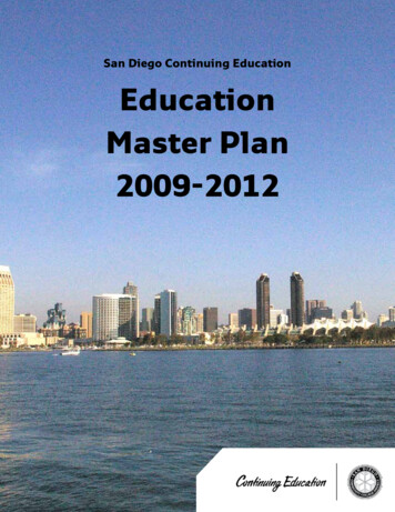San Diego Continuing Education Education Master Plan 2009-2012
