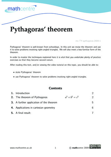 Pythagoras' Theorem - Mathcentre.ac.uk