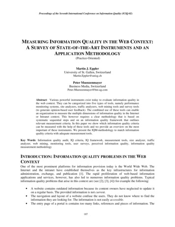 Measuring Information Quality In The Web Context A Survey Of State Of .