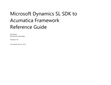 Microsoft Dynamics SL SDK To Acumatica Framework Reference Guide