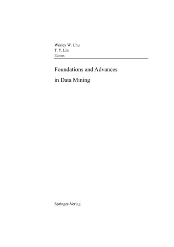 Foundations And Advances In Data Mining