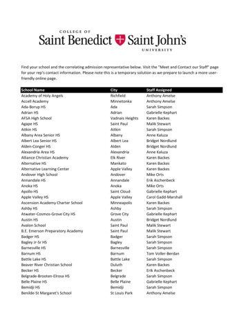 School Name City Staff Assigned - College Of Saint Benedict And Saint .
