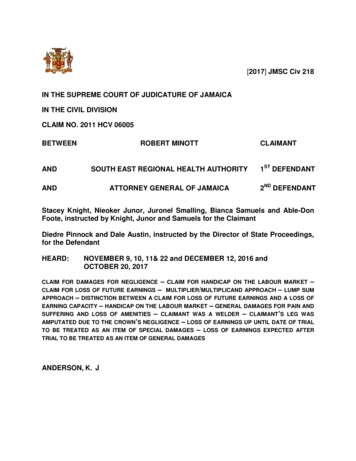 2017 JMSC Civ 218 IN THE SUPREME COURT OF JUDICATURE OF JAMAICA IN THE .