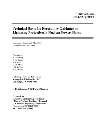 NUREG/CR-6866, 'Technical Basis For Regulatory Guidance 