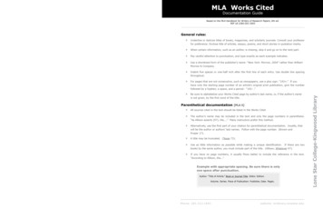 MLA Works Cited - Mrs. Thrower's Biology Class