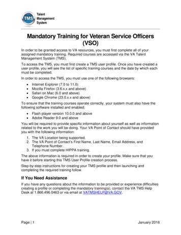 Mandatory Trai Ning For Veteran Service Officers (VSO) - NLSVCC