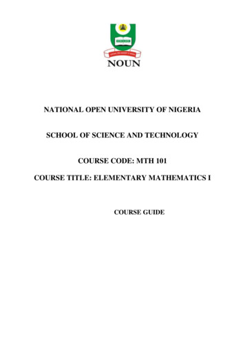 National Open University Of Nigeria School Of Science And Technology .