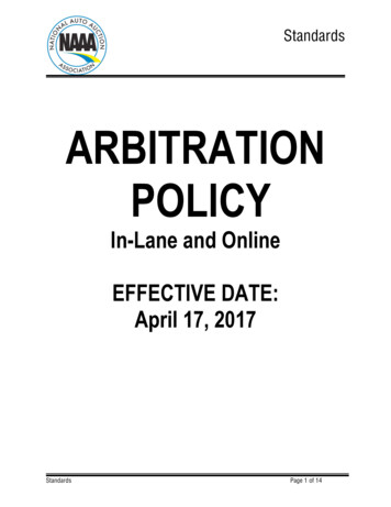 NAAA Arbitration Policy April 17 2017 FINAL
