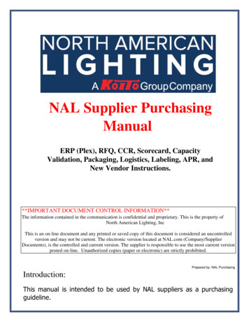 NAL Supplier Purchasing Manual