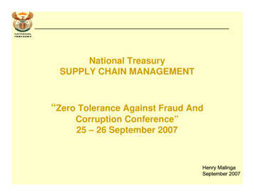 National Treasury SUPPLY CHAIN MANAGEMENT Zero Tolerance Against Fraud .