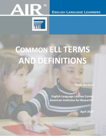 Common Ell Terms And Definitions - Air