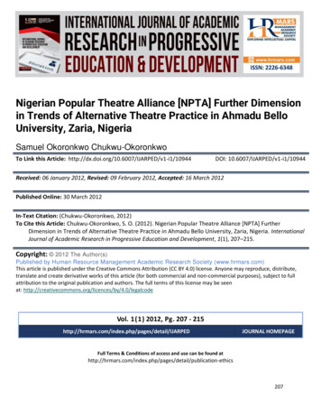 Nigerian Popular Theatre Alliance [NPTA] Further Dimension In . - HRMARS