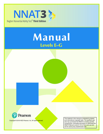 NNAT3 Manual Levels E-G - Pearson Assessments