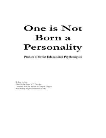 One Is Not Born A Personality - Marxists