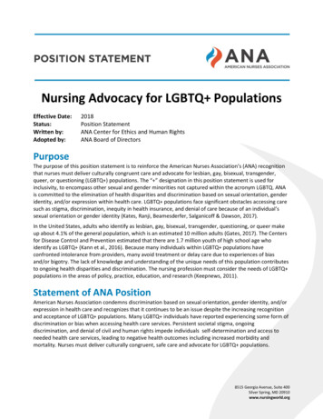 Nursing Advocacy For LGBTQ Populations - American Nurses Association