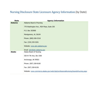 Nursing Disclosure State Licensure Agency Information (by State)