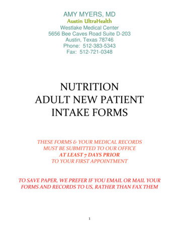 NUTRITION ADULT NEW PATIENT INTAKE FORMS - Amy Myers MD
