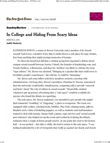 In College And Hiding From Scary Ideas - NYTimes