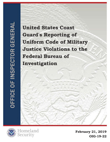 OIG-19-22 - United States Coast Guard's Reporting Of Uniform Code Of .