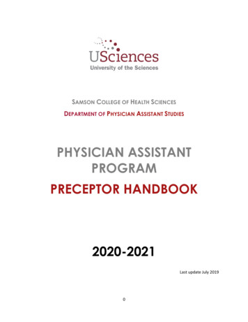 Physician Assistant Program Preceptor Handbook 2020-2021