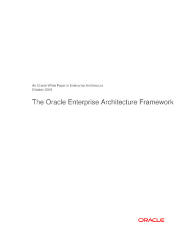 The Oracle Enterprise Architecture Framework