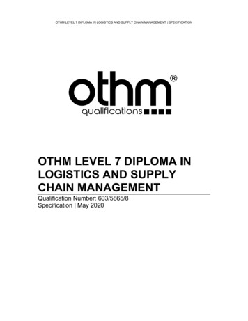 OTHM Level 7 Diploma In Logistics And Supply Chain .