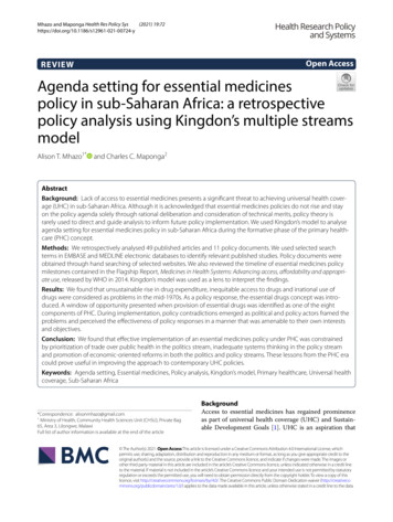 Agenda Setting For Essential Medicines Policy In Sub .