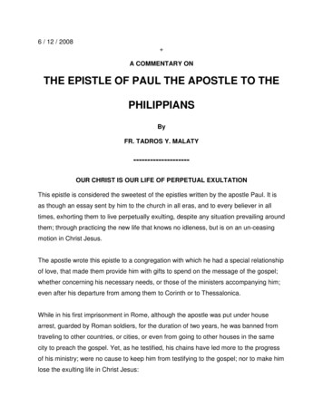 THE EPISTLE OF PAUL THE APOSTLE TO THE PHILIPPIANS