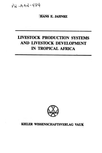 LIVESTOCK PRODUCTION SYSTEMS AND LIVESTOCK 