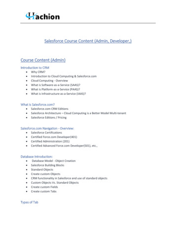 Salesforce Course Content (Admin, Developer,) Course Content . - Hachion