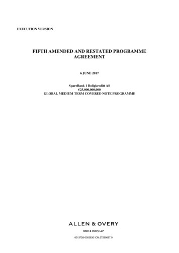 FIFTH AMENDED AND RESTATED PROGRAMME AGREEMENT