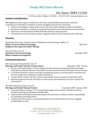 Sample MFT Intern Résumé - Pepperdine University