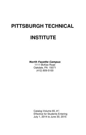 PITTSBURGH TECHNICAL INSTITUTE - Ptcollege.edu