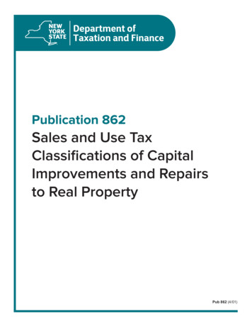 Publication 862:(4/01):Sales And Use Tax Classifications Of Capital .