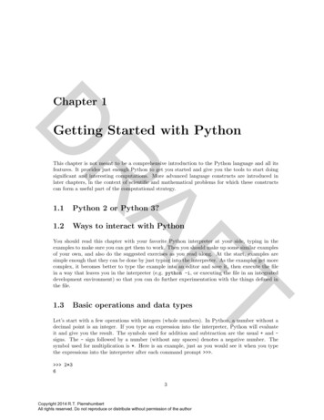 Getting Started With Python - University Of Chicago