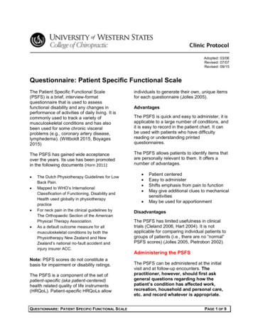 Questionnaire: Patient Specific Functional Scale