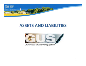 GUS Assets And Liabilities - USDA Rural Development