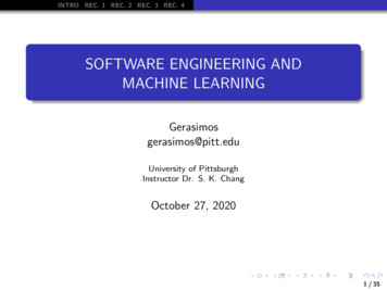 SOFTWARE ENGINEERING AND MACHINE LEARNING