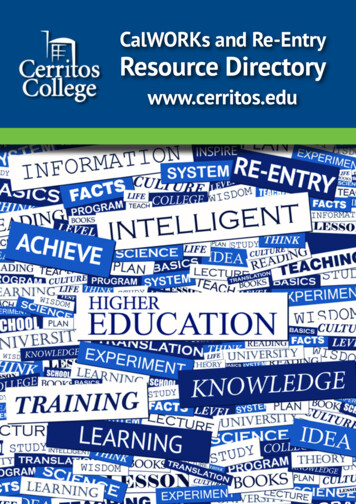 CalWORKs And Re-Entry Resource Directory - Cerritos.edu