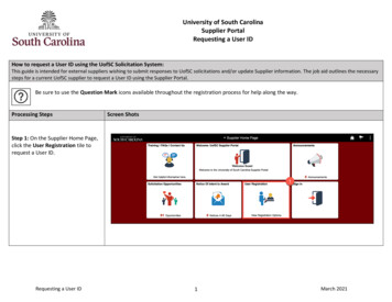 University Of South Carolina Supplier Portal Requesting A User ID