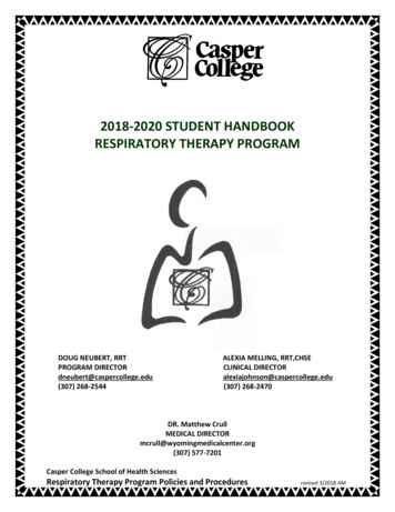 2018-2020 STUDENT HANDBOOK RESPIRATORY THERAPY PROGRAM - Casper College
