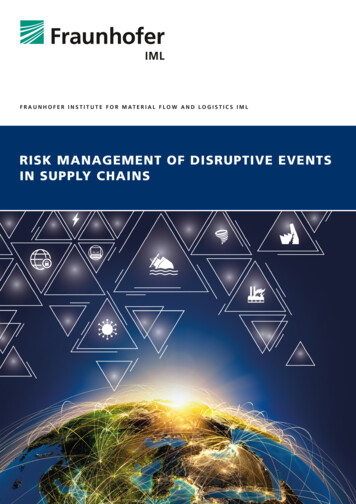 Risk Management Of Disruptive Events In Supply Chain