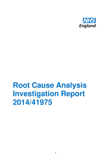 Root Cause Analysis Investigation Report 2014/41975
