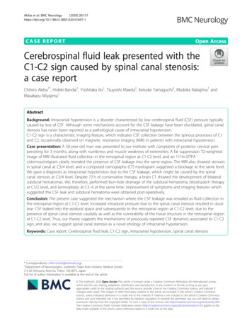 Cerebrospinal Fluid Leak Presented With The C1-C2 Sign Caused By Spinal .