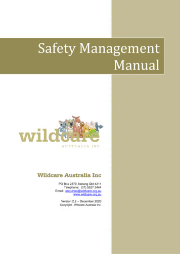 Safety Management Manual - Wildcare Australia Inc.