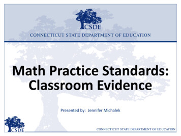 Math Practice Standards: Classroom Evidence