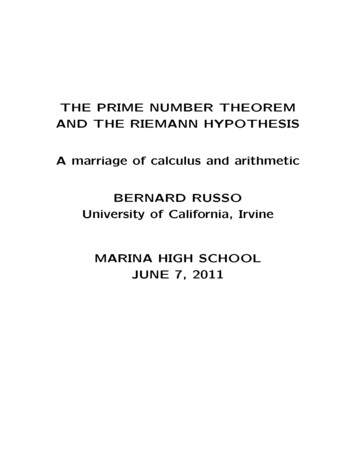 THE PRIME NUMBER THEOREM AND THE RIEMANN 