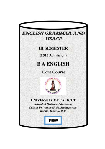 ENGLISH GRAMMAR AND USAGE