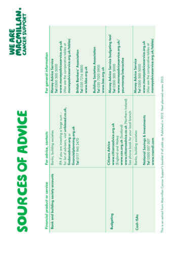 Sources Of Advice2012 - Macmillan Cancer Support